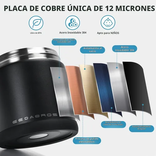 Vista 5 de Termo para comida caliente 33.8 OZ, frasco de comida aislado al vacío para adultos, termo de sopa de acero inoxidable de boca ancha a prueba