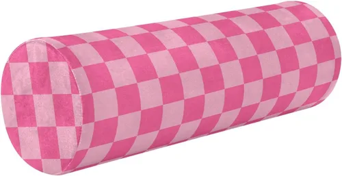 Vista 11 de DOMIKING Almohada cervical con patrón de cuadros blancos y azules para el cuello, almohada cilíndrica de espuma viscoelástica con funda extraíble