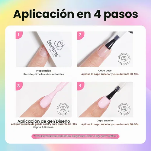 Vista 7 de Beetles - Kit de esmalte de uñas de gel con luz UV, 80 unidades, 55 colores Color Enchantment with Everything Base Top Coat Beginner Starter at