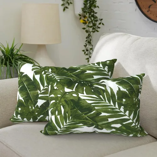 Vista 46 de DYTXIII Paquete de 2 almohadas lumbares impermeables para exteriores con rellenos, 12 x 20 pulgadas, almohada decorativa rectangular para patio