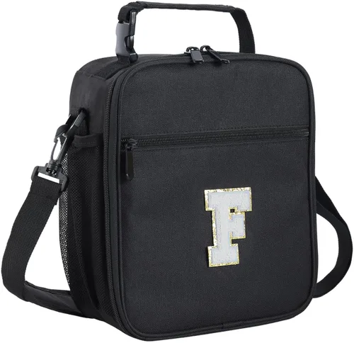 Vista 69 de ELEFOCUS Lonchera aislada con inicial para mujeres y hombres, bolsa de almuerzo personalizada con monograma con correa de hombro ajustable