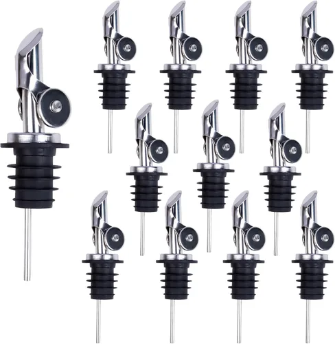 Vista 10 de Vertedores clásicos de botellas de licor de acero inoxidable para botellas de alcohol, a prueba de fugas, aptos para lavavajillas, para botellas
