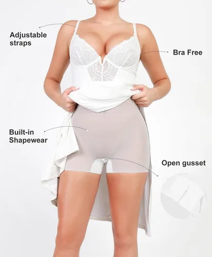 Vista 2 de Popilush Maxi vestidos para mujer, cuello en V profundo, faja moldeadora de encaje de satén con abertura alta, vestido de cóctel, fiesta para salir