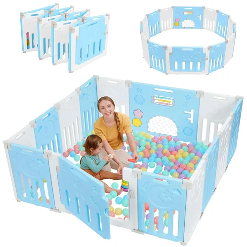 Vista 14 de Corralito para bebés Dripex, corral plegable de 10 paneles para bebés y niños pequeños, área de juego portátil ajustable, centro de actividades