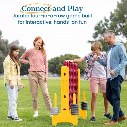 Vista 3 de ECR4Kids - Juego de mesa Jumbo de 4 en fila para niños, adultos y familias, para uso en interiores y exteriores, de 4 pies de alto