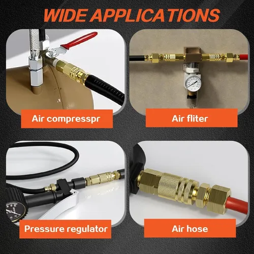 Vista 9 de Kit de acoplador de aire y enchufe, 22 piezas de 1/4" NPT de conexión rápida de aire con junta universal giratoria de 360°, accesorios de compresor