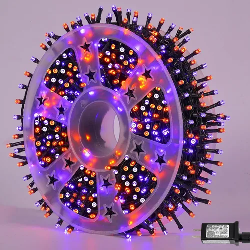 Vista 11 de QITONG Guirnalda de 500 luces LED de Navidad de 165 pies para exteriores, impermeable, luces multicolor con 8 modos, cable verde, luces parpadeantes