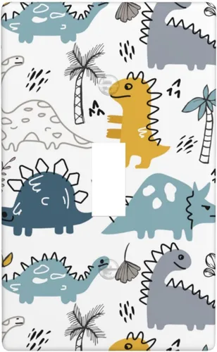 Vista 17 de Cubierta decorativa para interruptor de luz de dinosaurio, placa de pared para dormitorio, habitación de niño, decoración del hogar Lindo dinosaurio.