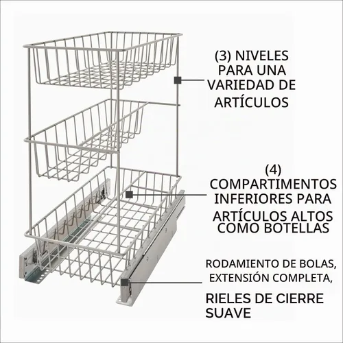 Vista 7 de ClosetMaid - Cesta para gabinete de cocina de un solo nivel, alta calidad