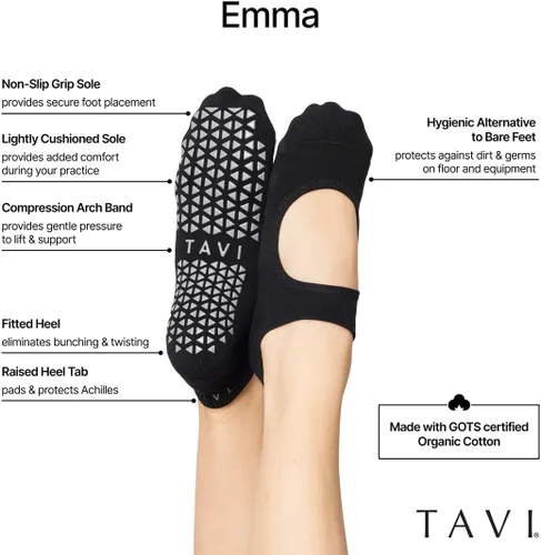 Vista 4 de TAVI NOIR Emma - Calcetines antideslizantes para mujer, antideslizantes, para entrenamiento deportivo activo, barra de pilates, calcetines de yoga