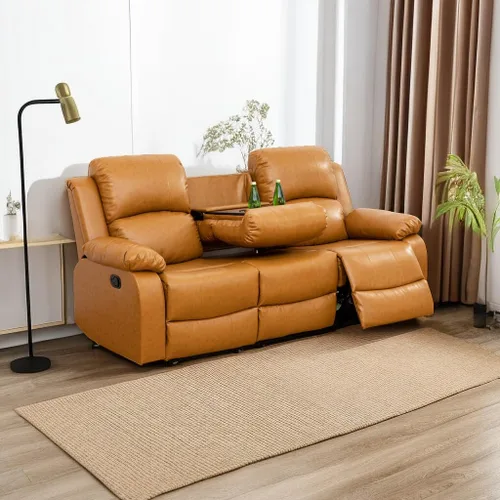 Vista 45 de A Ainehome Juego de Muebles de Sala de Estar de Cuero Reclinable Juego de Sofá Sillón Loveseat Juego de Muebles Sofá para Sala de Estar/Espacio