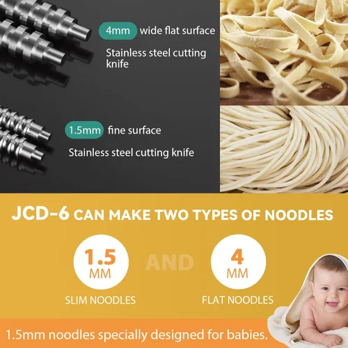 Vista 3 de Newhai Máquina Eléctrica Familiar para Hacer Pasta, Fabricante de Fideos, Rodillo de Masa para Espaguetis, Prensa de Acero Inoxidable 135W para Uso