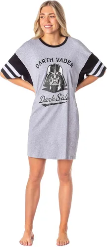 Vista 4 de INTIMO Star Wars Darth Vader Varsity Football Boyfriend - Camisón de noche de gran tamaño para mujer, Gris