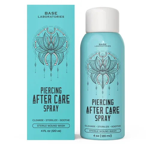 Vista 8 de BASE LABORATORIES Kit de cuidado posterior para piercing: aceite de solución de queloide y perforación (0.5 fl oz) + spray de cuidado posterior