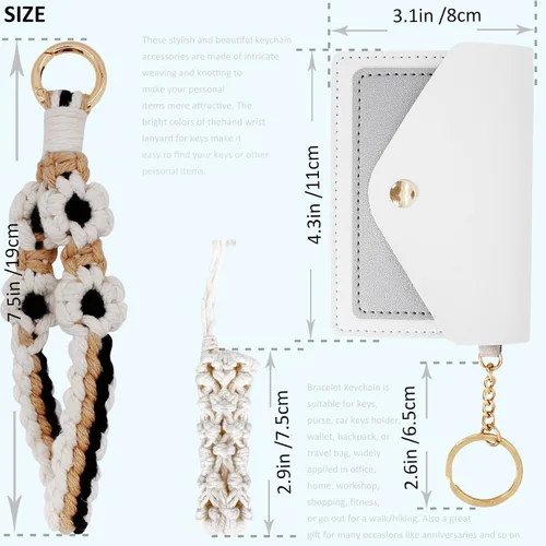 Vista 37 de BIHRTC Llavero de pulsera boho con soporte para lápiz labial, pulsera hecha a mano