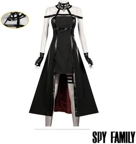 Vista 5 de NQIQIN Yor Forger Cosplay Costume Outfit Forger Cosplay Dress Full Set Spy Family Cosplay Halloween Costume for Women