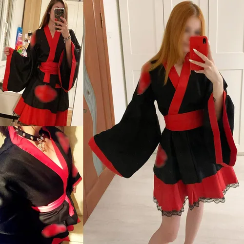 Vista 5 de Akatsuki Uchiha - Vestido kimono de anime para cosplay Halloween disfraz de baile