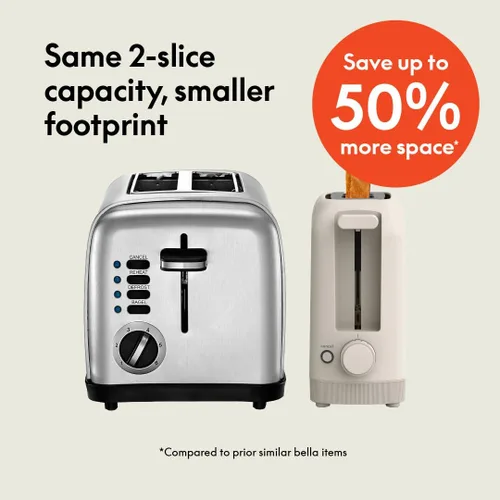 Vista 9 de bella Tostadora delgada de 2 rebanadas, utensilios de cocina Fits-anywhere™, control de tostado de 6 ajustes con botones de recalentamiento