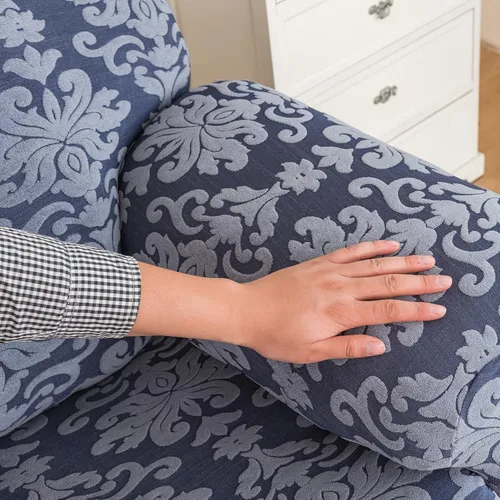 Vista 5 de JOKIVTOU Funda elástica para sillón reclinable con bolsillo, fundas de sofá reclinable de jacquard con estampado, protector de muebles con parte