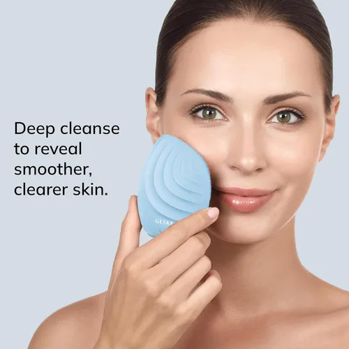 Vista 3 de GESKE SmartAppGuided™ Cepillo facial sónico 5 en 1 Cepillo de limpieza facial eléctrico vibratorio Cepillo de silicona suave Limpiador facial