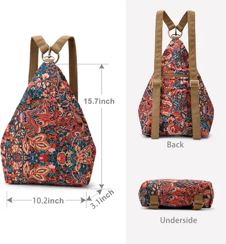 Vista 2 de Black Butterfly - Mochila prémium para mujer, estilo bohemio, casual, moderna, ligera y pequeña, 1-rojo