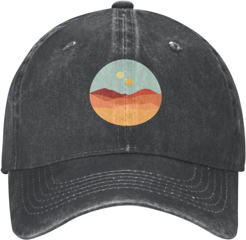 Vista 2 de JKSMOS-Two-Suns-Baseball-Cap, Washed Cotton Trucker Hats Vintage Dad Hat for Men Women Black