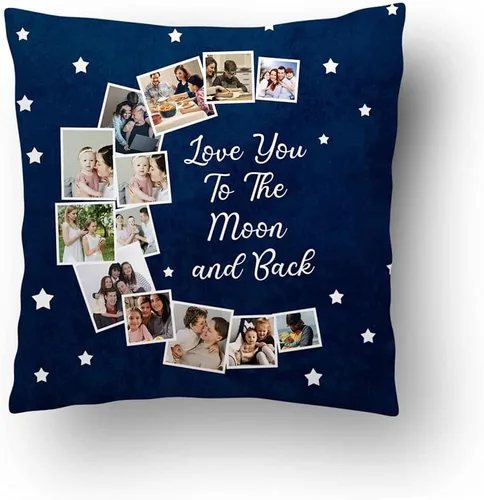 Vista 18 de Almohada fotográfica personalizada. Personalizada con imágenes para cumpleaños, aniversario y Navidad. (inserto + funda)