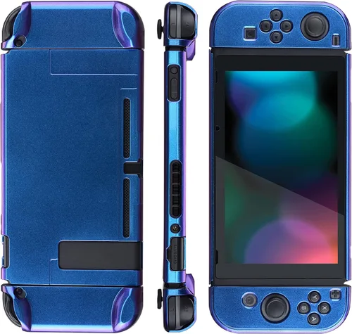 Vista 6 de eXtremeRate PlayVital - Carcasa trasera brillante para consola Nintendo Switch, controlador de mano NS Joycon protector separable, carcasa dura