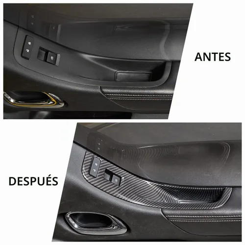 Vista 2 de CheroCar Botón Interruptor de Ventana Panel de Moldura de Cambio Cubierta con Textura de Fibra de Carbono Accesorios de Decoración