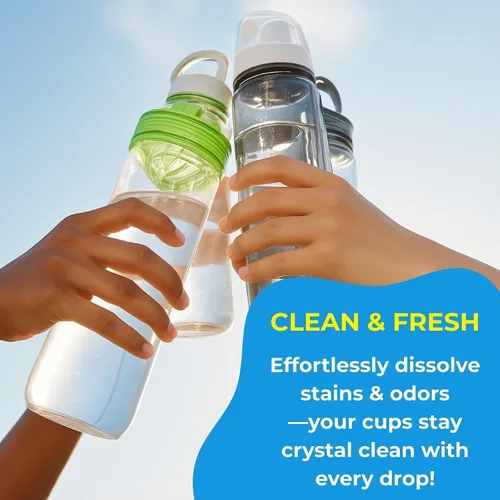 Vista 4 de flowcheer Paquete de 36 tabletas de limpieza de botellas Fórmula potente y de control de olores Limpiador profundo para acero inoxidable