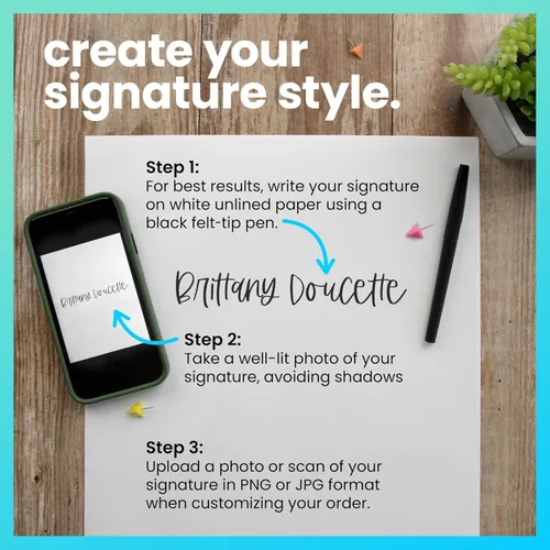 Vista 5 de ExcelMark Sello de firma personalizado, autoentintado, extra grande