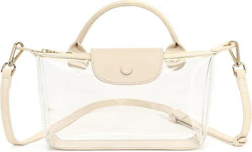 Vista 7 de FALAN MULE Clear Crossbody Bag Stadium Approved Leather Purse Bag for Concerts Sports Festivals