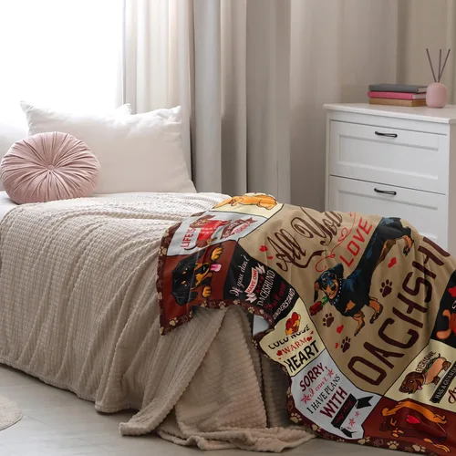 Vista 4 de Butonus Dachshund Weiner Dog Regalos para mujeres, hombres, adultos y niños, manta de regalo para amantes del perro salchicha de 60 x 50 pulgadas