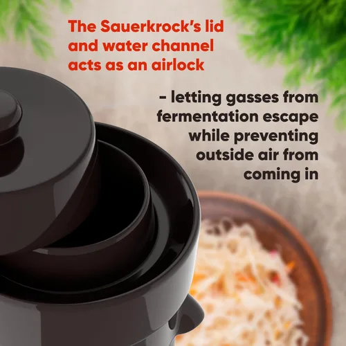 Vista 6 de Humble House "Sauerkrock" Fermentación Crock con pesas esmaltadas – tradicional estilo alemán sellado al agua diseño para fermentación Sauerkaut