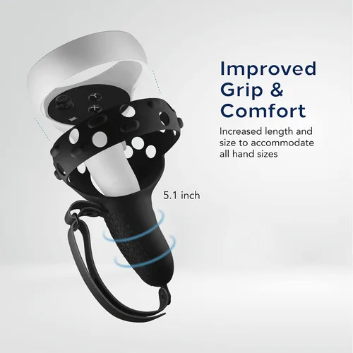 Vista 2 de TNP Controller Grips for Oculus Quest 2 Meta Quest 2 Knuckle Strap Black VR Touch Controller Hand Grip Cover Protector Sleeve with Anti-Throw