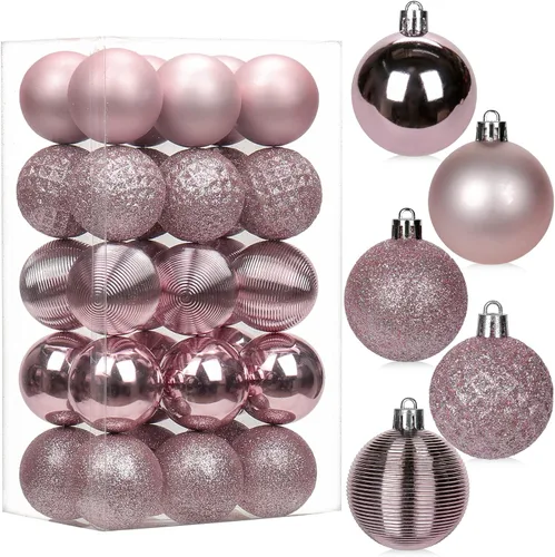 Vista 29 de 30 piezas de adornos de bola de árbol de Navidad irrompibles negros para decoración navideña