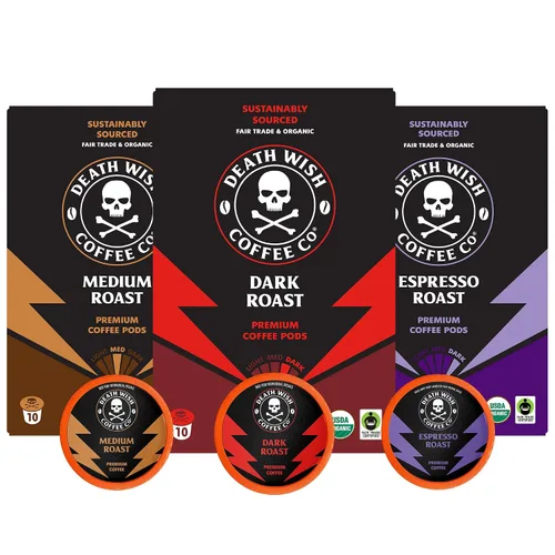 Vista 16 de Death Wish Coffee Cápsulas de tostado medio de una sola porción – El café más fuerte del mundo – Mezcla más ligera de granos arábica audaz y Robusta
