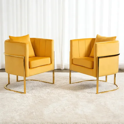 Vista 16 de X-VOLSPORT Silla decorativa de terciopelo, moderna, con forma de barril, para sala de estar/dormitorio/recepción de invitados, sillón de club