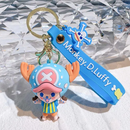 Vista 3 de Llavero con diseño de anime de una pieza, Luffy Law Sanji con colgante de acrílico y accesorios de regalo para hombres y niños, S