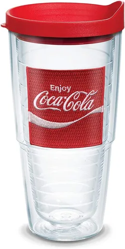 Vista 14 de Tervis Coca-Cola - Vaso térmico Coke Enjoy con emblema y tapa roja, 16 onzas, transparente