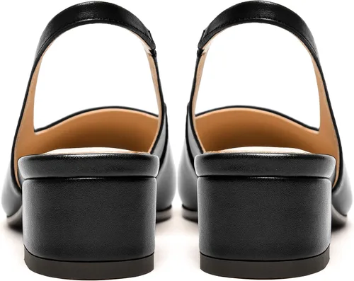 Vista 4 de Zapatos de tacón bajo grueso de piel mate con punta cuadrada para mujer, 1.5 pulgadas