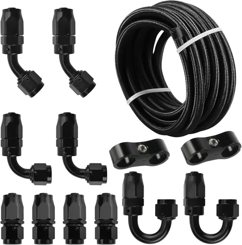 Vista 8 de 6AN Kit de Accesorios de Línea de Combustible PTFE de 10 Pies, Manguera de Combustible Trenzada de Nylon E85 con Kit de Adaptadores de Accesorios
