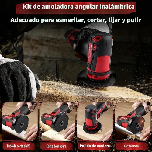 Vista 5 de Kit de amoladora angular inalámbrica, mini herramienta de amoladora