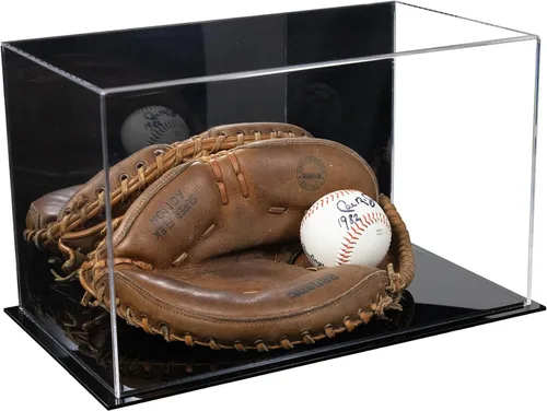 Vista 35 de Better Display Cases Vitrina de guantes de béisbol de acrílico transparente con elevadores negros (A011/V16)