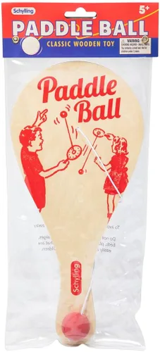 Vista 3 de Schylling Pelota de Paleta – Juego Clásico Hecho con Madera Real – Edades 5 y Más – Una Pieza