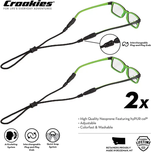 Vista 2 de Croakies Retenedor de gafas ajustable para niños Terra System (paquete de dos unidades)