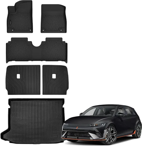 Vista 11 de Auxko Revestimiento de carga para todo tipo de clima, apto para Hyundai IONIQ 5 y 2025 IONIQ 5 N TPE 2022-2024, accesorios de alfombrilla de goma