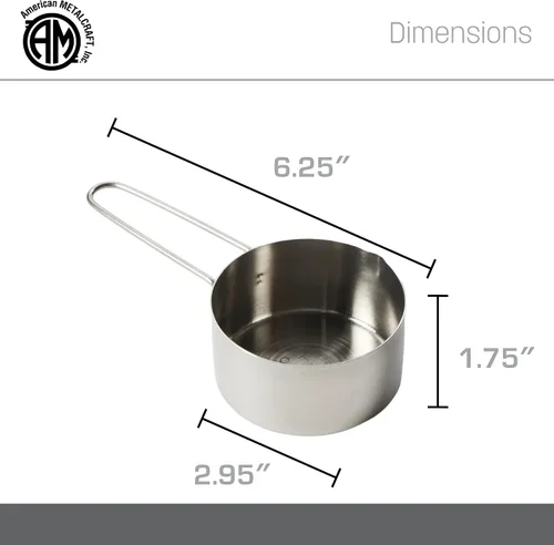 Vista 4 de American METALCRAFT, Inc. MCW75 - Taza medidora de acero inoxidable 3/4, 3/4 tazas, color plateado, 1 unidad (paquete de 1)