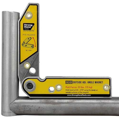 Vista 2 de Strong Hand Tools MLA600 - Cuadrado magnético ajustable para soldadura, imanes interiores/exteriores, pasador de ajuste de ángulo, fuerza