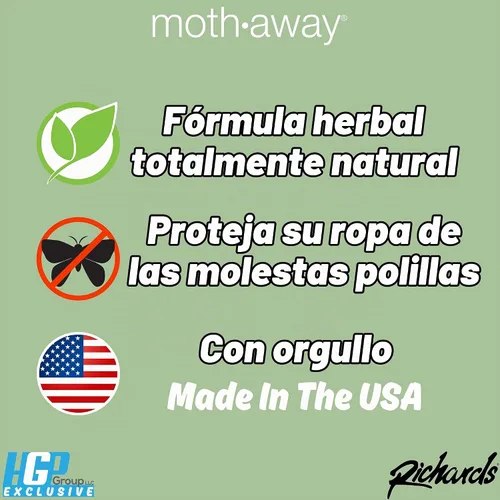 Vista 2 de Richards Homewares Moth Away - Repelente natural no tóxico a base de hierbas, 6 sobres jumbo